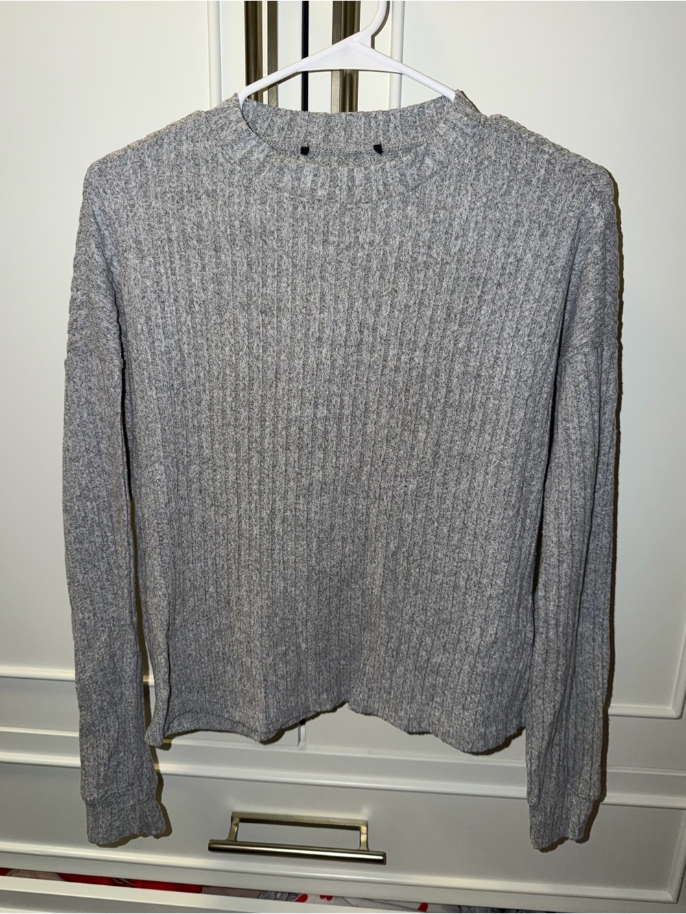 Classic Ribbed Crewneck Sweater and pants set - Gray